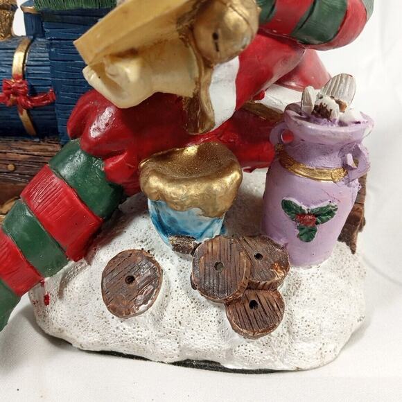 Holiday Christmas Santa Elf Riding Train w/ Paintbrush, Hand painted, Ceramic - Picture 8 of 16